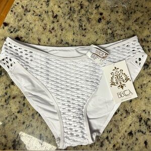 NWT Becca Rebecca Virtue XS Women's White Mesh Bikini Bottoms Beach Swim